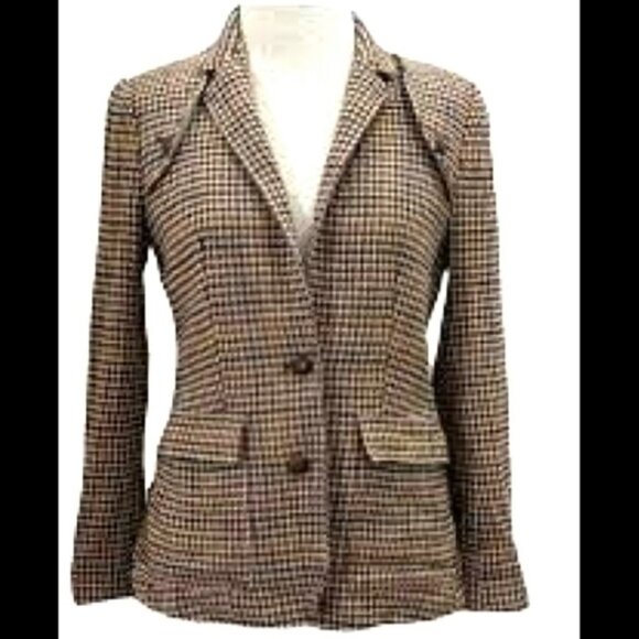 Club Monaco Brown Houndstooth Blazer